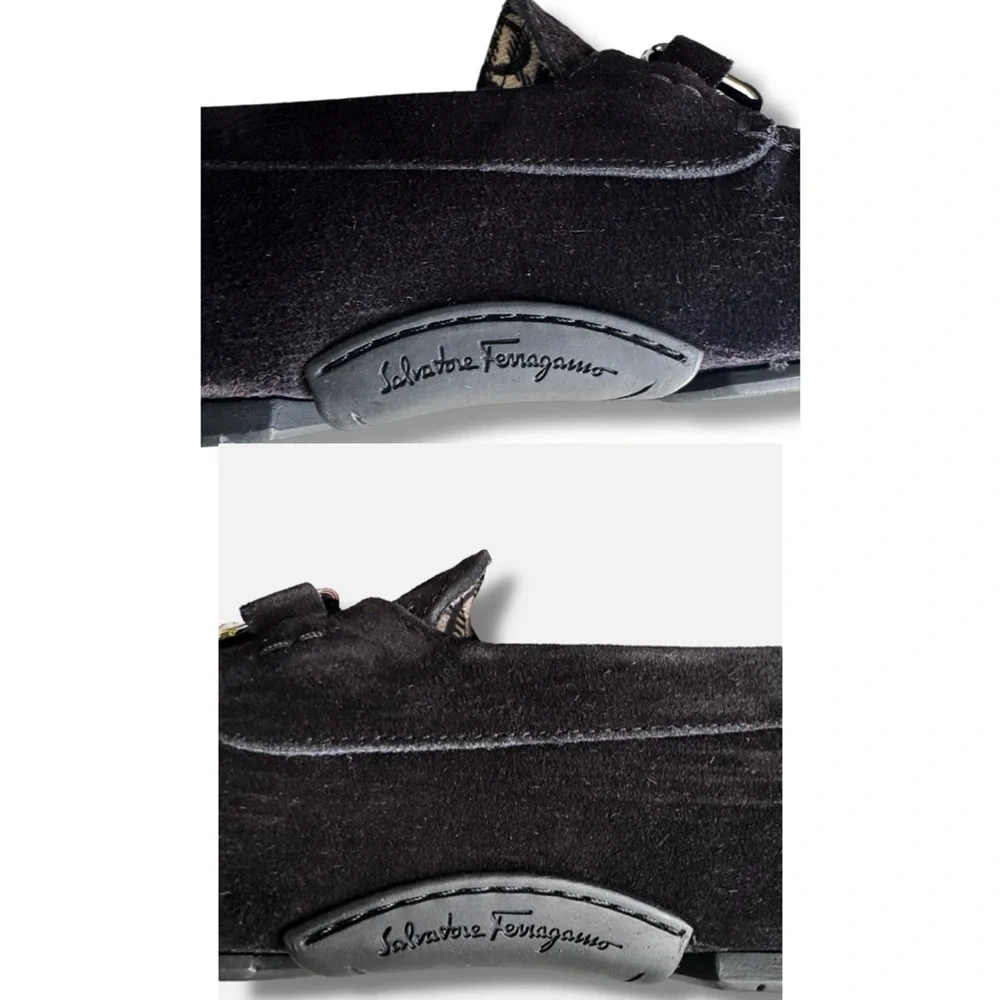 Ferragamo Parigi Gancini Bit Driver Black Nubuck Loafer Men’s 7 N (US 8) Italy